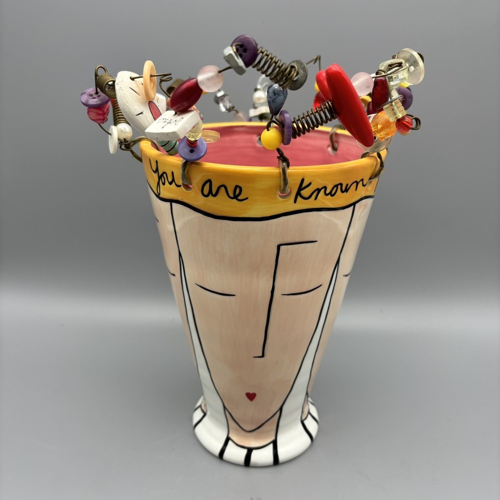 Sandra Magsamen For Silvestri Head Vase Bright Ideas Charms Buttons Beads Multi